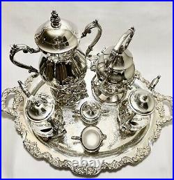 Magnificent Antique Large Tea Set of Six WM Rogers on EPCA Tray Silver Plated