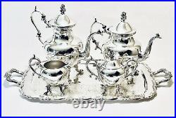Majestic Antique Set of 4 Birmingham Tea Set On WM A. Rogers Silver Plated tray