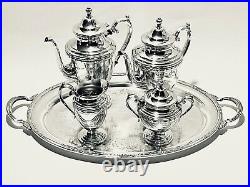 Majestic Antique Set of 4 Roger Bros Tea Set on International Silver Plated