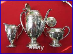 Marquise Pattern 3 Piece Coffee, Sugar & Creamer By 1847 Rogers Silver Plate