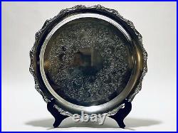 Marvelous Antique 15 Round Victorian Magic Rose By Roger Bros Silver Plate Tray