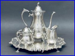 Marvelous Antique Set of Three Roger Bros Silver Plate on Footed Friedman Tray