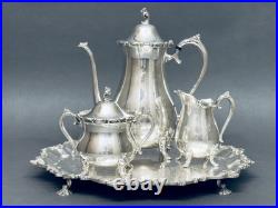 Marvelous Antique Set of Three Roger Bros Silver Plate on Footed Friedman Tray