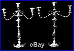 Matched Pair of Triple Arm Silver Plate Candelabra, Heritage, 1847 Rogers Bros