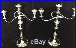Matched Pair of Triple Arm Silver Plate Candelabra, Heritage, 1847 Rogers Bros