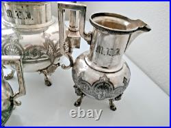 Mythical Rogers, Smith New Haven silver plate Tea, Coffee set Antique 19th cent Mythical Rogers, Smith New Haven silver plate Tea, Coffee set Antique 19th cent