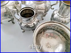 Mythical Rogers, Smith New Haven silver plate Tea, Coffee set Antique 19th cent Mythical Rogers, Smith New Haven silver plate Tea, Coffee set Antique 19th cent