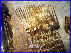 NEW NWOB Rogers & Son Enchanted Rose Gold Plated Silverware Flatware 52 pc Set