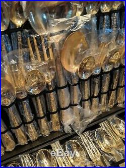 NEW WM Rogers & Sons Gold Plated Flatware Enchanted Rose Serving Full Set 51pc