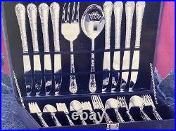 NEW Wm. Rogers & Sons Silverware Set with Box Enchanted Rose Design 42 Piece Set