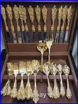 Never used F. B. ROGERS 57 Piece French Rose Gold Plated Flatware Set in Chest