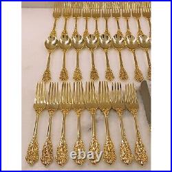 New 74 PC FB Rogers Gold Plated Flatware Stainless Steel Knives Spoons Forks