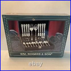 New WM Rogers And Son 43 Pc Silver plated Silverware Enchanted Rose Design