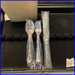 New WM Rogers And Son 43 Pc Silver plated Silverware Enchanted Rose Design