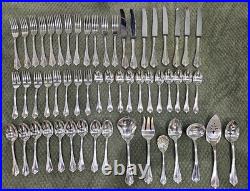 Nice! 55 Pcs. 1881 Rogers Oneida King James Silver Plate Flatware Plus Serving
