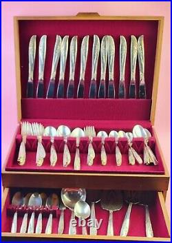 ONEIDA Ltd 1881 Rogers, Lilac Time Silver-plate Flatware, 76 Pcs with Storage Box