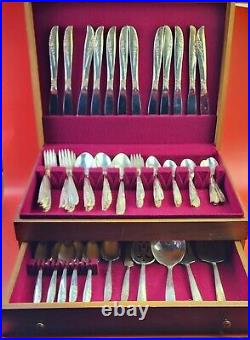 ONEIDA Ltd 1881 Rogers, Lilac Time Silver-plate Flatware, 76 Pcs with Storage Box