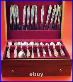 ONEIDA Ltd 1881 Rogers, Lilac Time Silver-plate Flatware, 76 Pcs with Storage Box