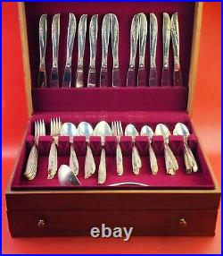 ONEIDA Ltd 1881 Rogers, Lilac Time Silver-plate Flatware, 76 Pcs with Storage Box