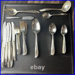 ONEIDA Ltd Wm A Rogers BRITTANY ROSE Flatware 48 Piece Set Silver Plate ONEIDA Ltd Wm A Rogers BRITTANY ROSE Flatware 48 Piece Set Silver Plate