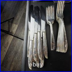 ONEIDA Ltd Wm A Rogers BRITTANY ROSE Flatware 48 Piece Set Silver Plate ONEIDA Ltd Wm A Rogers BRITTANY ROSE Flatware 48 Piece Set Silver Plate