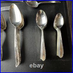 ONEIDA Ltd Wm A Rogers BRITTANY ROSE Flatware 48 Piece Set Silver Plate ONEIDA Ltd Wm A Rogers BRITTANY ROSE Flatware 48 Piece Set Silver Plate