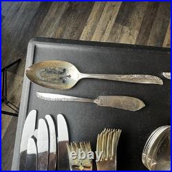 ONEIDA Ltd Wm A Rogers BRITTANY ROSE Flatware 48 Piece Set Silver Plate ONEIDA Ltd Wm A Rogers BRITTANY ROSE Flatware 48 Piece Set Silver Plate