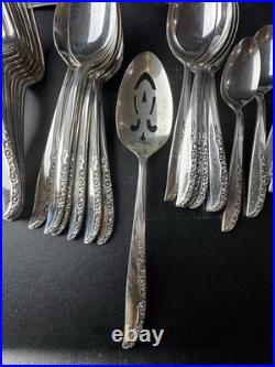 ONEIDA Ltd Wm A Rogers BRITTANY ROSE Flatware 48 Piece Set Silver Plate ONEIDA Ltd Wm A Rogers BRITTANY ROSE Flatware 48 Piece Set Silver Plate