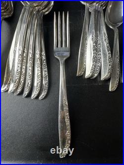 ONEIDA Ltd Wm A Rogers BRITTANY ROSE Flatware 48 Piece Set Silver Plate ONEIDA Ltd Wm A Rogers BRITTANY ROSE Flatware 48 Piece Set Silver Plate