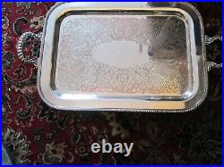 Old Antique Victorian Wm. A. Rogers Large Silver Plate Butlers Size Tray c1895