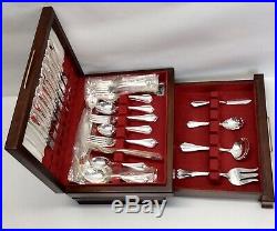 Oneida KING JAMES Silver Plate 1881 Rogers 52pc Service for 8 Flatware + Chest