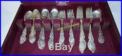 Oneida Rogers 1881 Baroque Rose 67 Piece Silverplate Flatware Set With Box