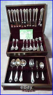 Oneida Rogers King James Silverplate 66 Pc Service For 12 Flatware + Wood Chest
