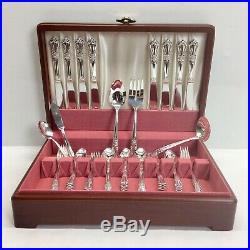 Oneida VALLEY ROSE Wm Rogers 1956 Silverplate 53p Service for 8 Flatware + Chest