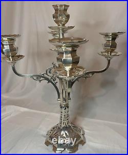 Ornate F. B. Rogers Silver Co. Large 5 Branch Candelabra Silver-plate 22 Height