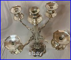 Ornate F. B. Rogers Silver Co. Large 5 Branch Candelabra Silver-plate 22 Height