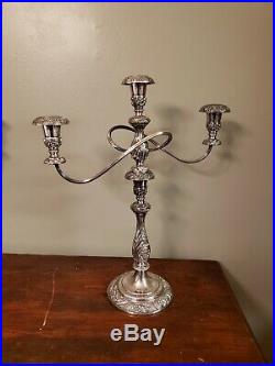 PAIR-1847 Rogers Bros Candelabra Heritage #9416 Candlesticks-Candelabra S/Plate