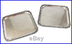 Pair B. Rogers Silverplate on copper Square Trays #6707 c1900 Unicorn Armorial