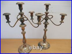 Pair Vintage Rogers Bros HERITAGE large 18.25 silver plate Candelabras