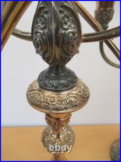 Pair Vintage Rogers Bros HERITAGE large 18.25 silver plate Candelabras