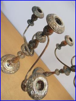 Pair Vintage Rogers Bros HERITAGE large 18.25 silver plate Candelabras