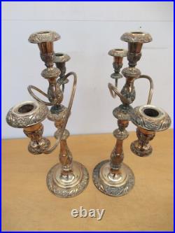 Pair Vintage Rogers Bros HERITAGE large 18.25 silver plate Candelabras