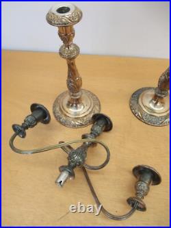 Pair Vintage Rogers Bros HERITAGE large 18.25 silver plate Candelabras