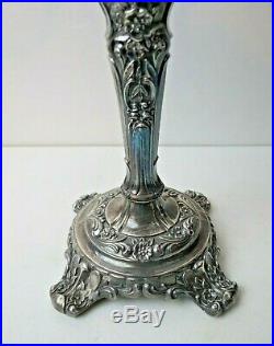 Pr Antique WM ROGERS & SON Silverplate Victorian Rose 3 Light Candelabras