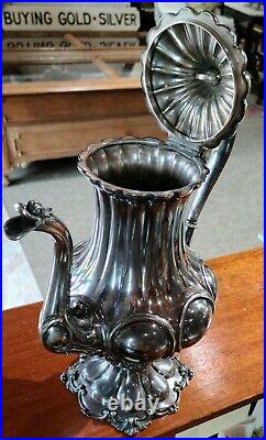Pre Victorian Rogers Smith & Co Hartford Ct Rare Silver Plate Coffee Pot #1919/7