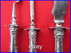 RARE 1901 Hanover Pattern 3 Piece Carving Set by Wm Rogers Silver Plate