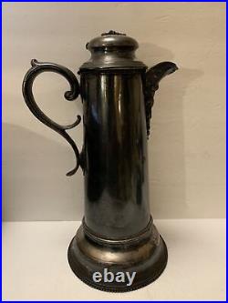 RARE Antique Rogers Bros MFG Co Silver plate Large Beer Stein, Serving Pitcher