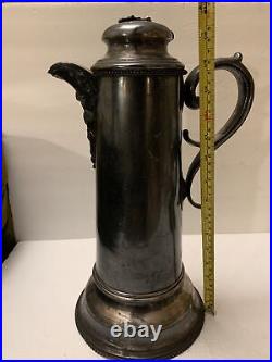 RARE Antique Rogers Bros MFG Co Silver plate Large Beer Stein, Serving Pitcher