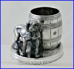 RARE Antique Rogers Silver Plate Figural Dog & Barrel Toothpick Holder