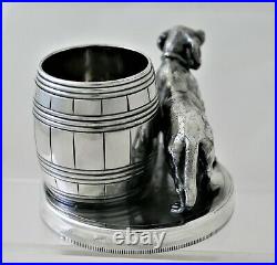 RARE Antique Rogers Silver Plate Figural Dog & Barrel Toothpick Holder